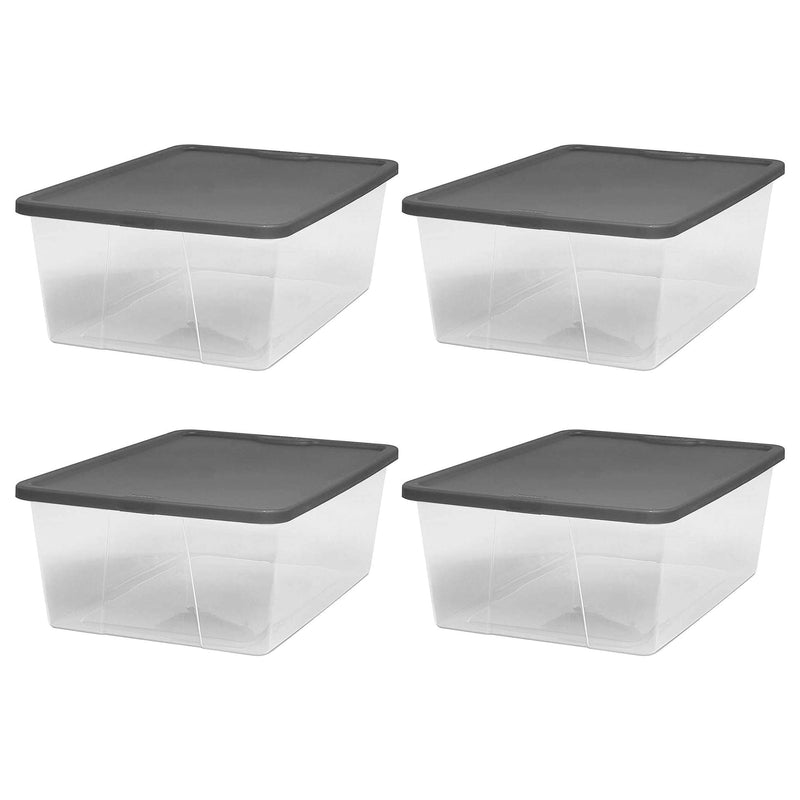 Homz 12 Qt Stackable Plastic Storage Container w/Snaplock Lid, Gray (4Pk) (Used)