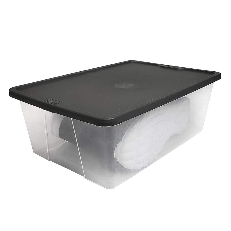 Homz 12 Qt Stackable Plastic Storage Container w/Snaplock Lid, Gray (4 Pack)