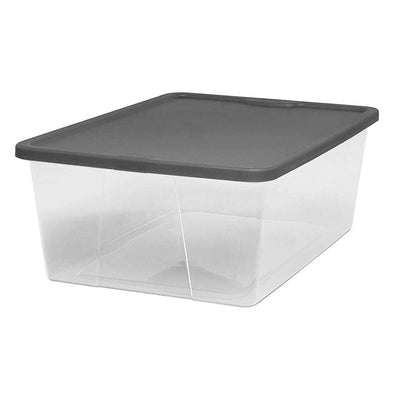 Homz 12 Qt Stackable Plastic Storage Container w/Snaplock, Gray (4pk) (Open Box) - VMInnovations