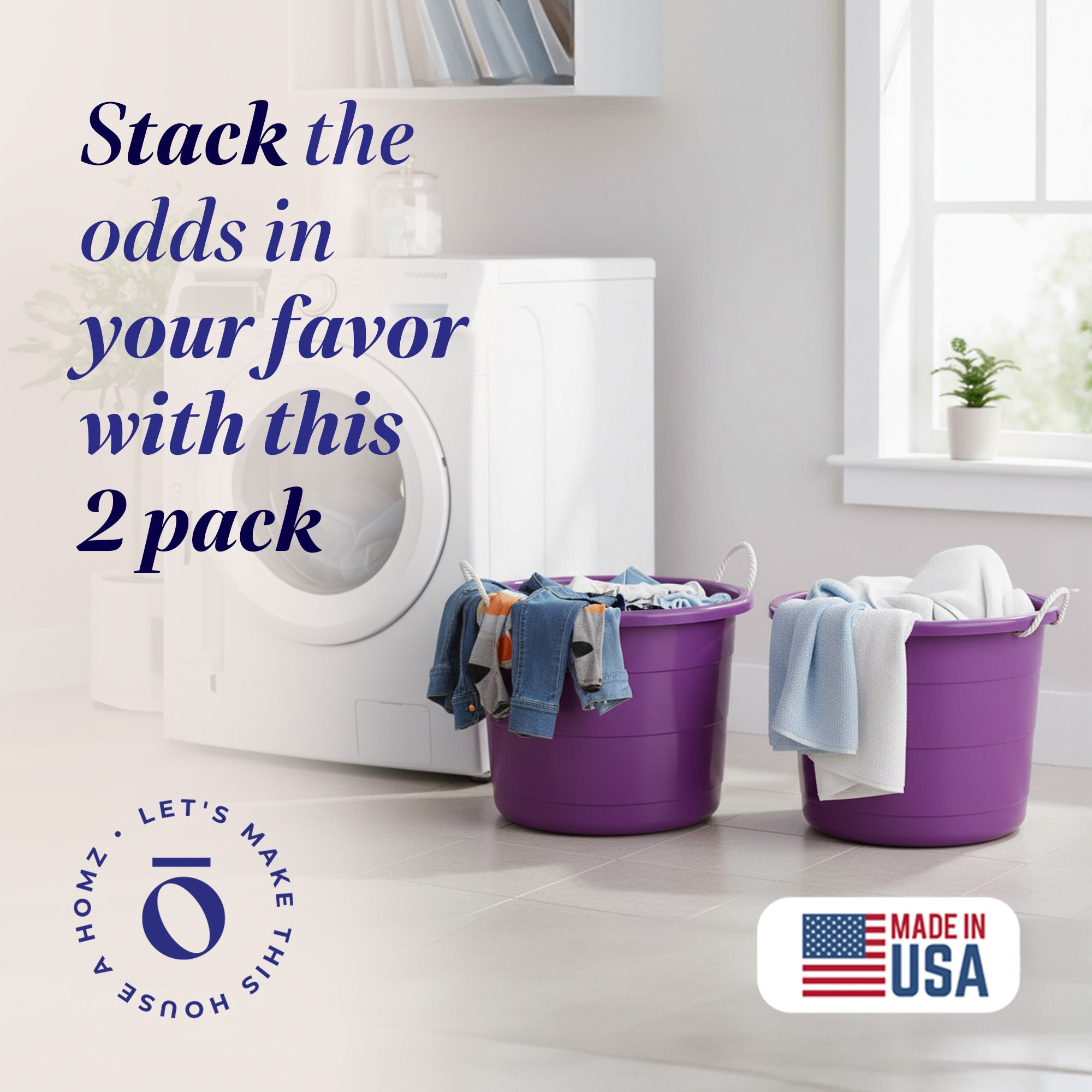 Homz 17 Gallon Indoor Outdoor Storage Bucket w/ Rope Handles, (2 Pack) (Used)