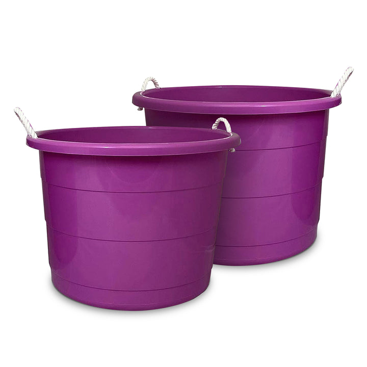 Homz 17 Gal Storage Bucket w/ Rope Handles, Orchid (2 Pack) (Open Box)