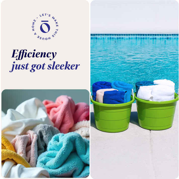 Homz 17 Gallon Indoor Outdoor Storage Bucket w/ Rope Handles, Bold Lime (2 Pack)