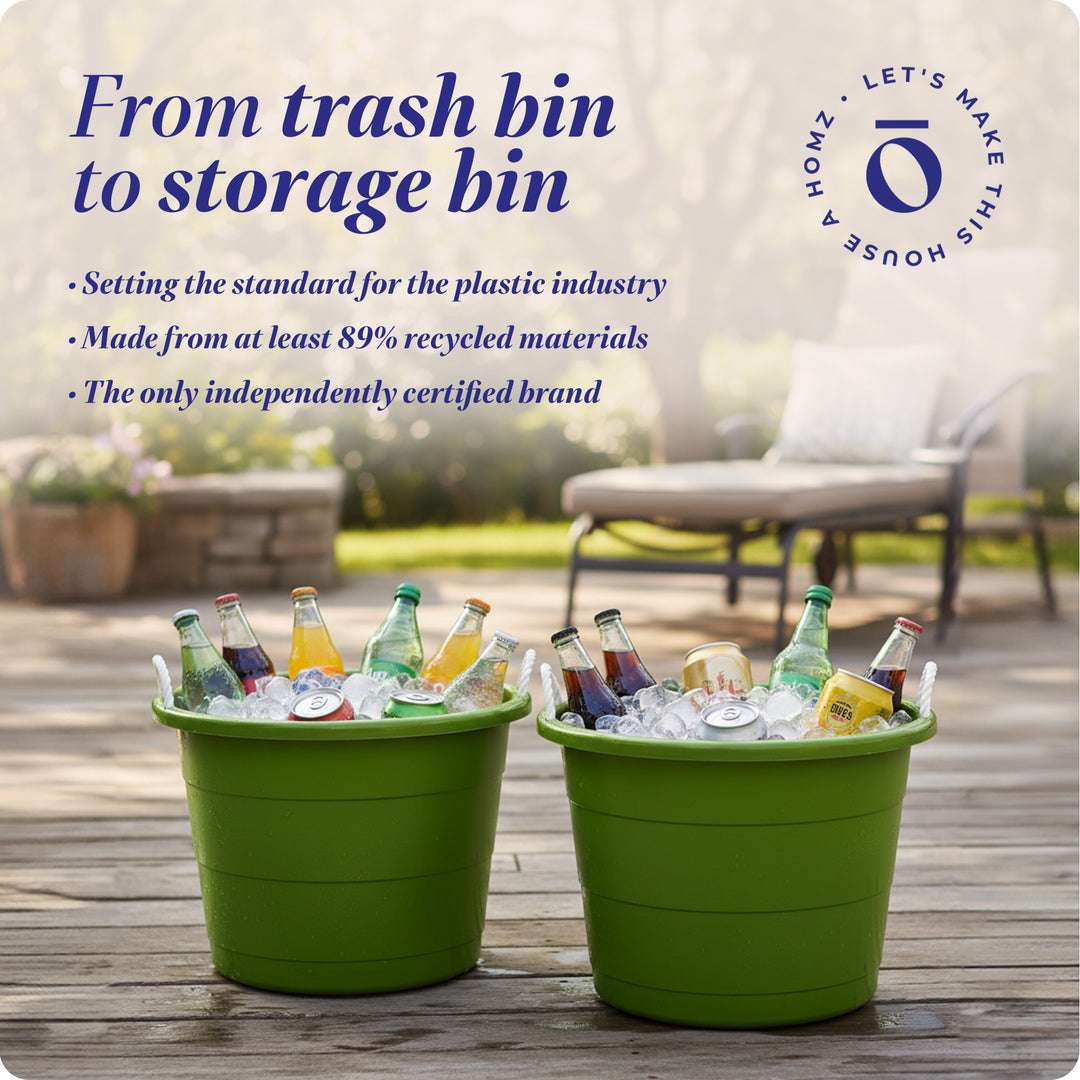 Homz 17 Gallon Storage Bucket w/ Rope Handles, Bold Lime (2 Pack) (Used) - VMInnovations