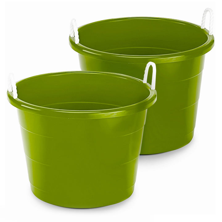 Homz 17 Gallon Storage Bucket w/ Rope Handles, Bold Lime (2 Pack) (Used) - VMInnovations
