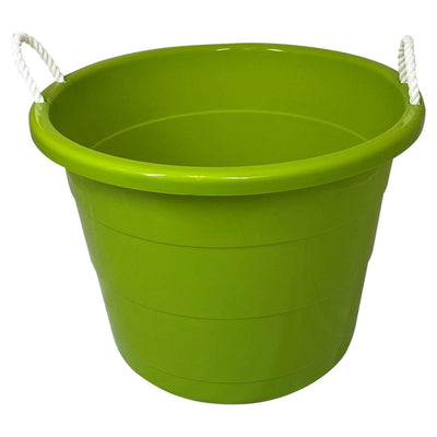 Homz 17 Gallon Indoor Outdoor Storage Bucket w/ Rope Handles, Bold Lime (2 Pack)