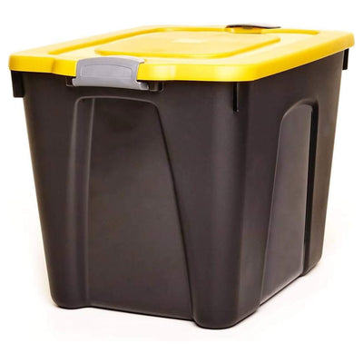 Homz 22 Gallon Durabilt Storage Container w/Latching Lid, Black/Yellow (4 Pack)