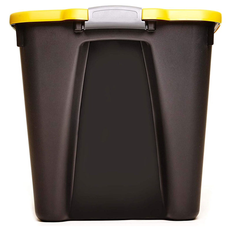 Homz 22 Gallon Durabilt Storage Container w/Latching Lid, Black/Yellow (4 Pack)