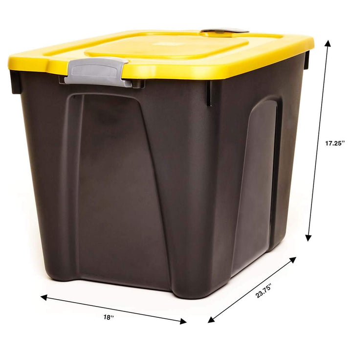 Homz 22 Gallon Durabilt Storage Container w/Latching Lid, Black/Yellow (4 Pack)