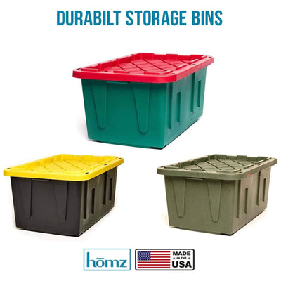 Homz 22 Gallon Durabilt Storage Container w/Latching Lid, Black/Yellow (4 Pack)