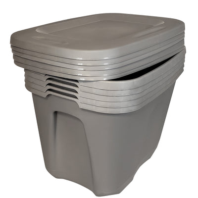 Homz 10 Gallon Heavy Duty Plastic Storage Container, Titanium Silver (4 Pack)
