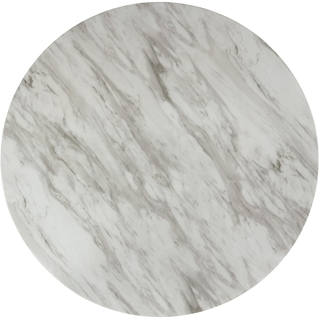 New Classic Furniture Celeste 42" Faux Marble Round Table, & 4 Chair Set, Black - VMInnovations