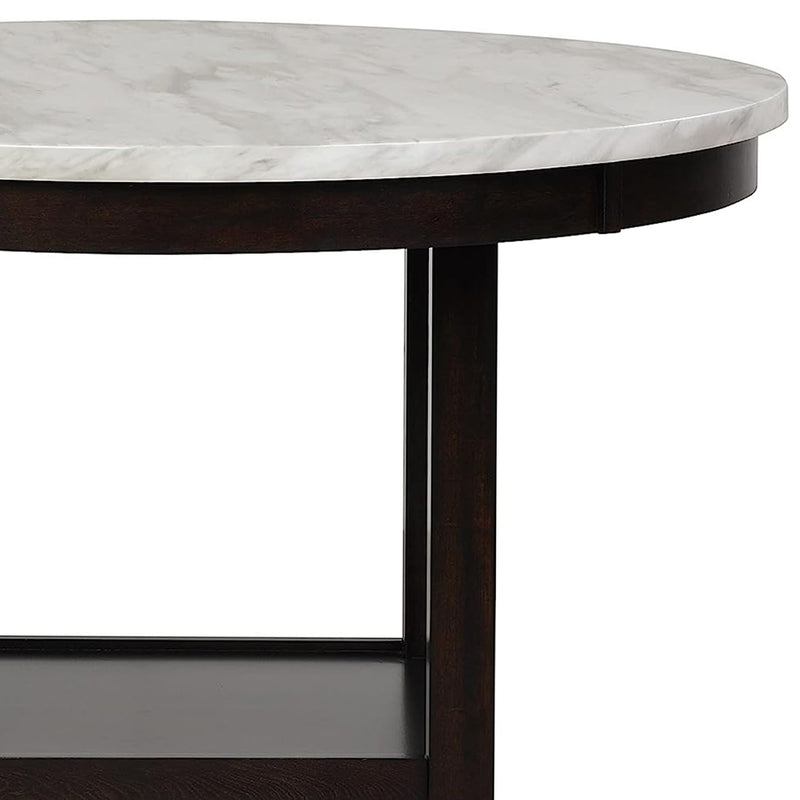 New Classic Furniture Celeste 42" Faux Marble Round Table, & 4 Chair Set, Black