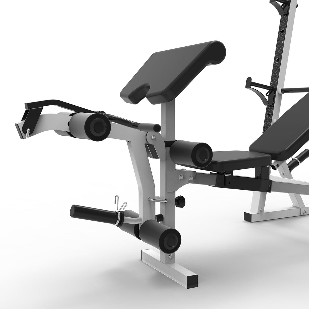 Marcy Olympic Weight Bench, Home Gym Exercise Equipment Workout Machine, White