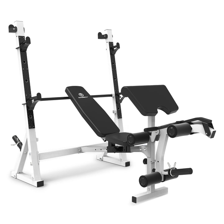 Marcy Olympic Weight Bench, Home Gym Exercise Equipment Workout Machine, White