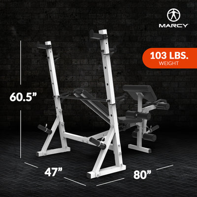 Marcy Olympic Weight Bench, Home Gym Equipment Workout Machine, White(For Parts) - VMInnovations