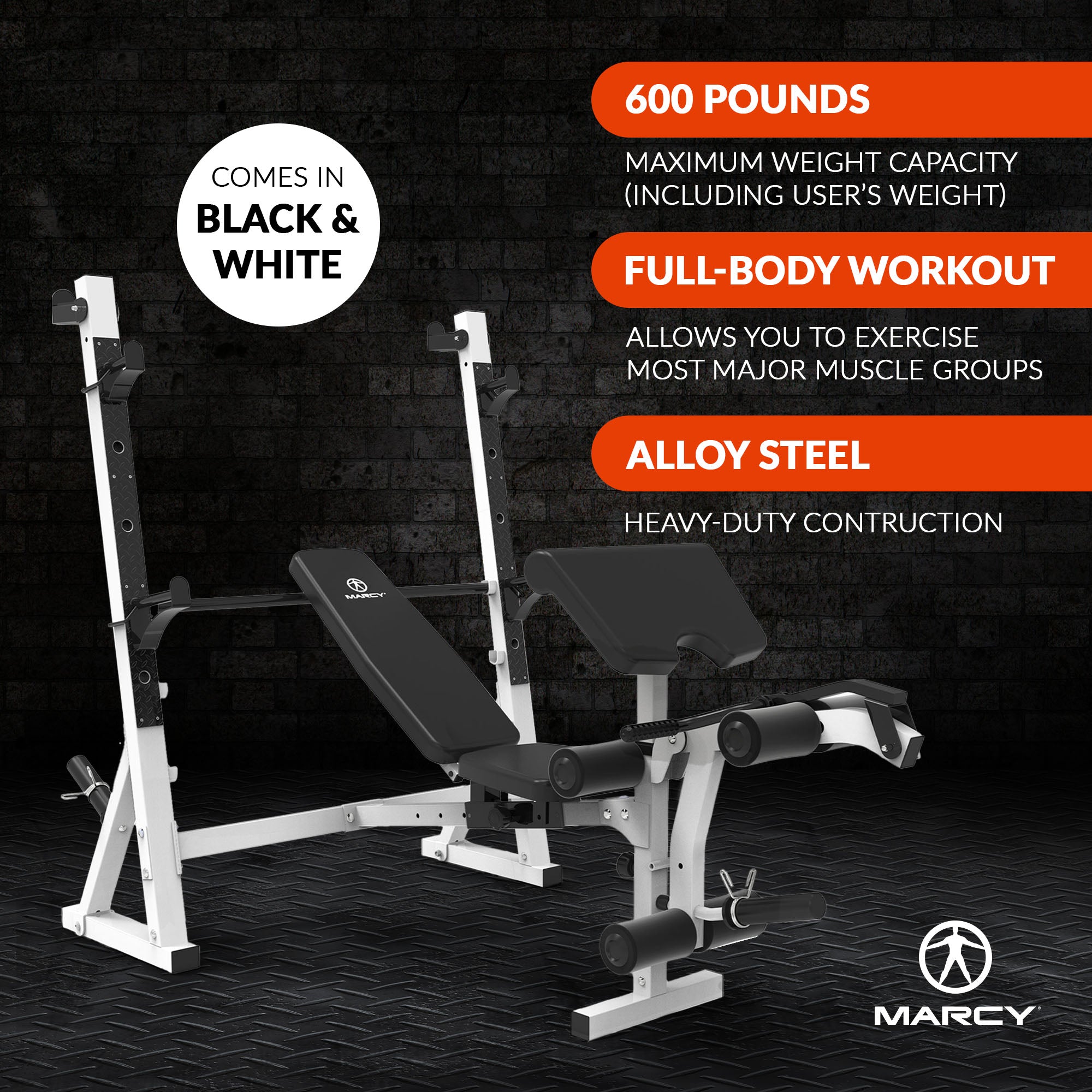 Marcy Weight Bench, Home Gym Exercise Equipment Workout Machine, White(Open Box) - VMInnovations