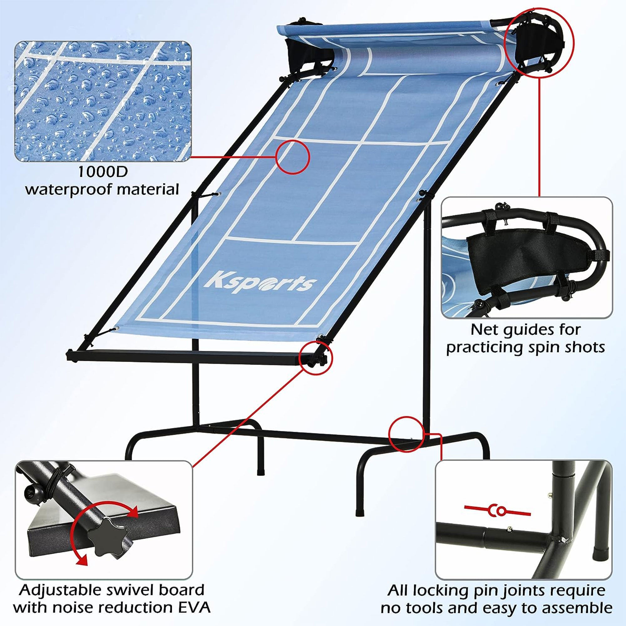Ksports Racket SportsTennis Rebounder Net with Carry Bag, Blue (Used) - VMInnovations