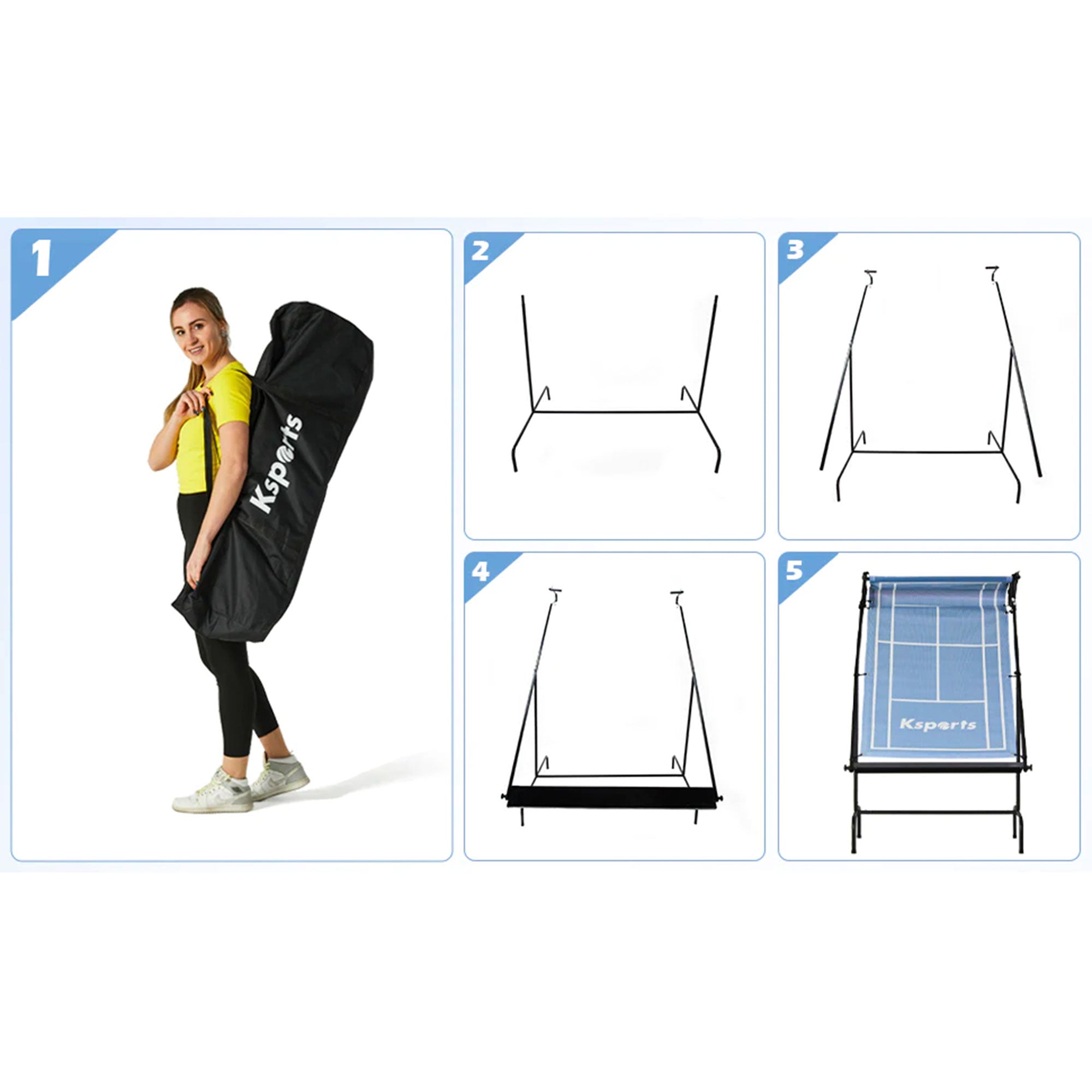 Ksports Racket SportsTennis Rebounder Net with Carry Bag, Blue (Used) - VMInnovations