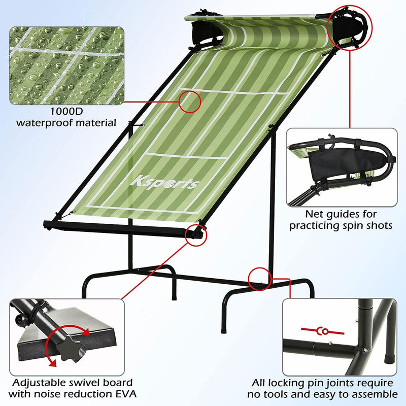 Ksports Racket Sports Tennis Rebounder Net with Carry Bag, Green (Open Box)