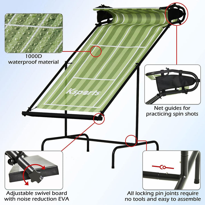 Ksports Racket Sports Tennis Rebounder Net with Carry Bag, Green (Open Box)