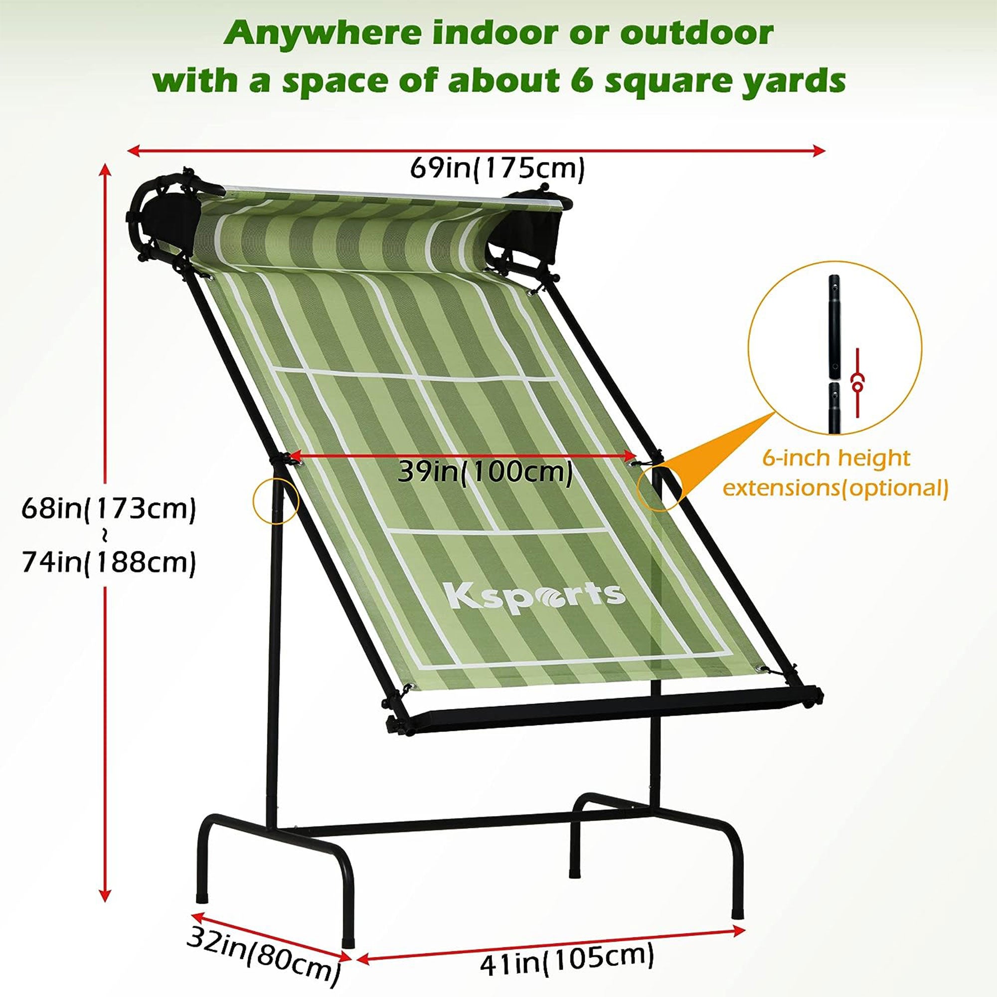 Ksports Racket Sports Indoor Outdoor Tennis Rebounder Net w/Bag, Green(For Parts - VMInnovations