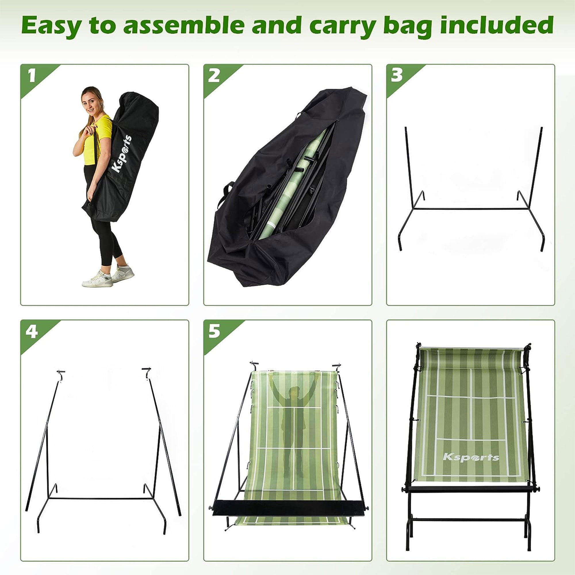 Ksports Racket Sports Indoor Outdoor Tennis Rebounder Net w/Bag, Green(For Parts - VMInnovations