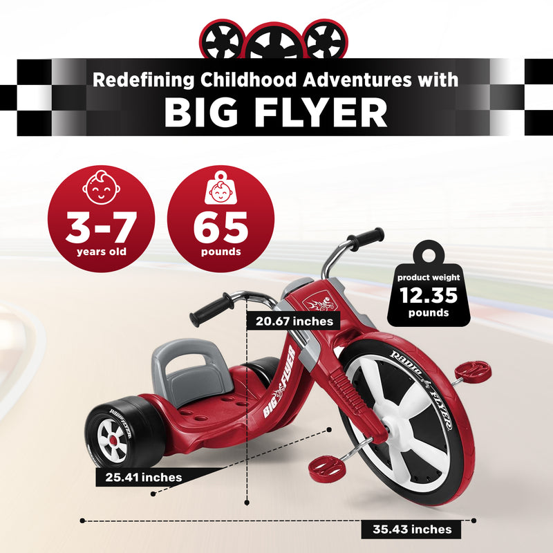 Radio Flyer Big Flyer Big Front Wheel Chopper Style Trike for Ages 3-7(Open Box)