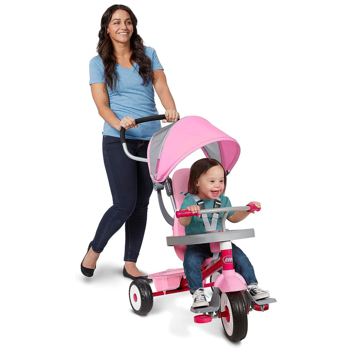 Radio Flyer 4 in 1 Stroll N Trike Infant Adjustable Stroller Tricycle, Pink - VMInnovations