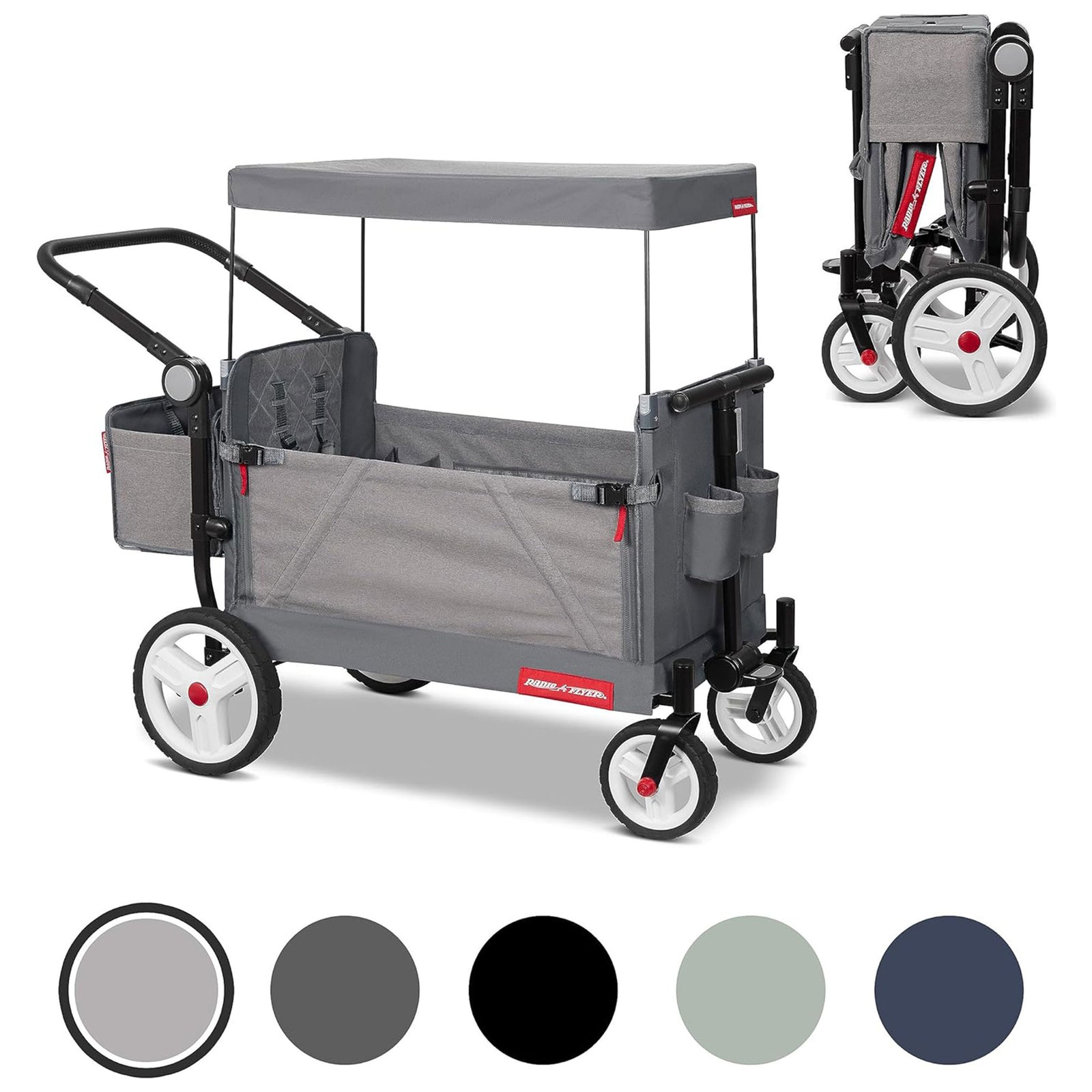 Radio Flyer Odyssey Collapsible Stroll N Wagon with Storage Bag, Light Gray - VMInnovations