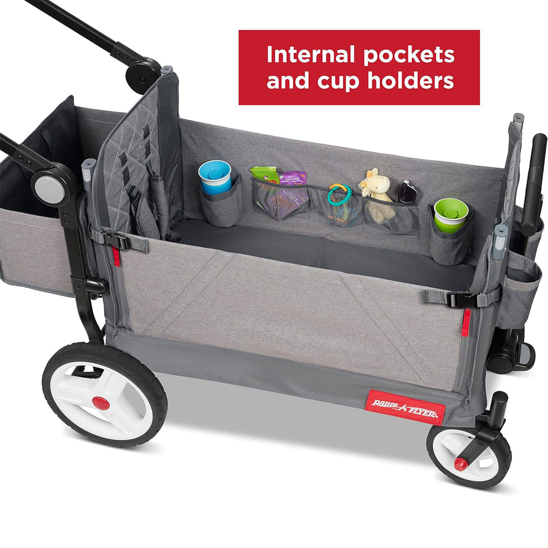 Radio Flyer Collapsible Stroll N Wagon with Storage Bag, Light Gray (Open Box) - VMInnovations