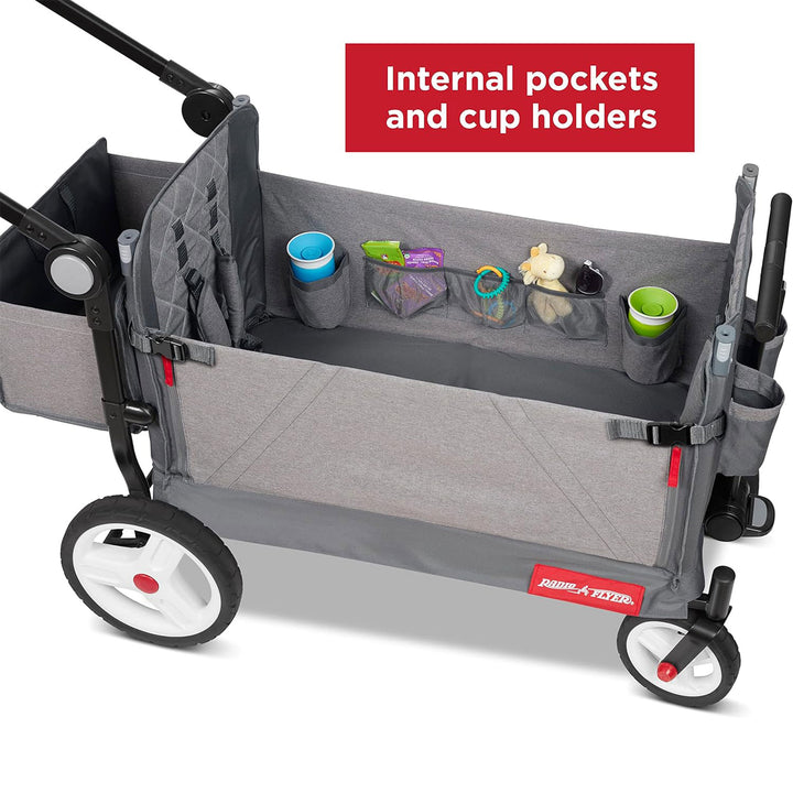 Radio Flyer Collapsible Stroll N Wagon with Storage Bag, Light Gray (Open Box) - VMInnovations