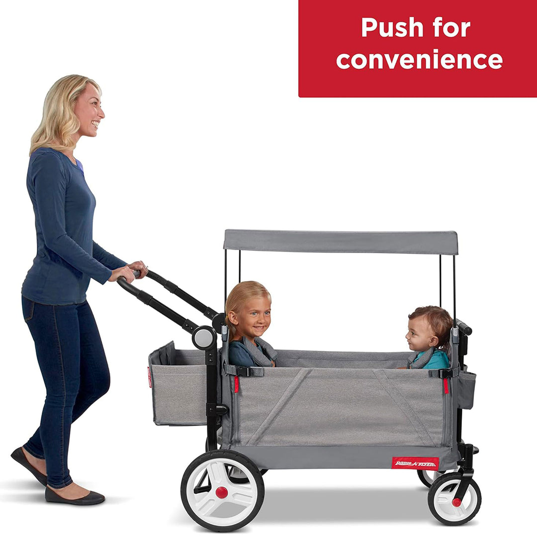Radio Flyer Collapsible Stroll N Wagon with Storage Bag, Light Gray (Open Box) - VMInnovations