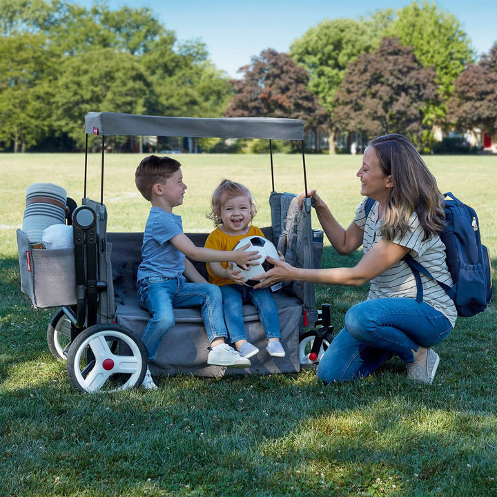 Radio Flyer Odyssey Collapsible Stroll N Wagon with Storage Bag, Light Gray