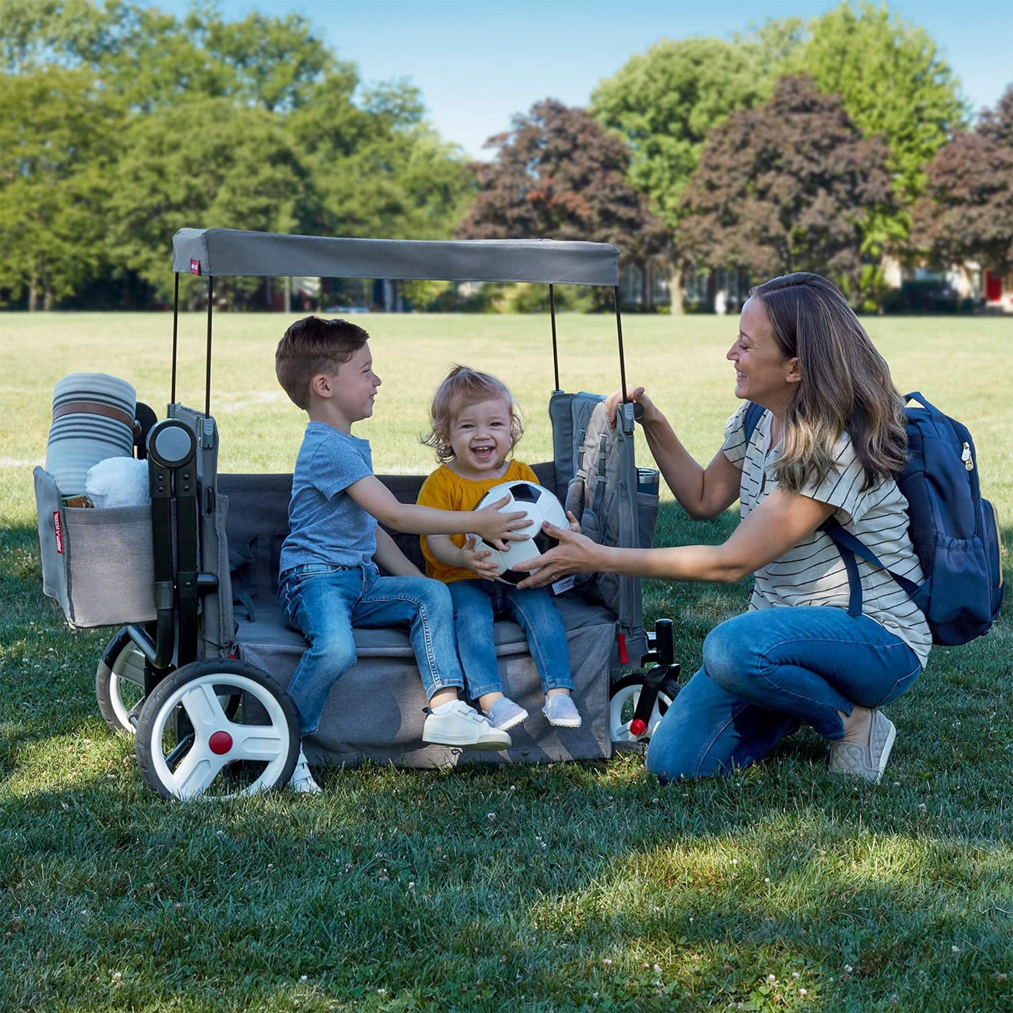 Radio Flyer Odyssey Collapsible Stroll N Wagon w/Storage Bag, Light Gray (Used)