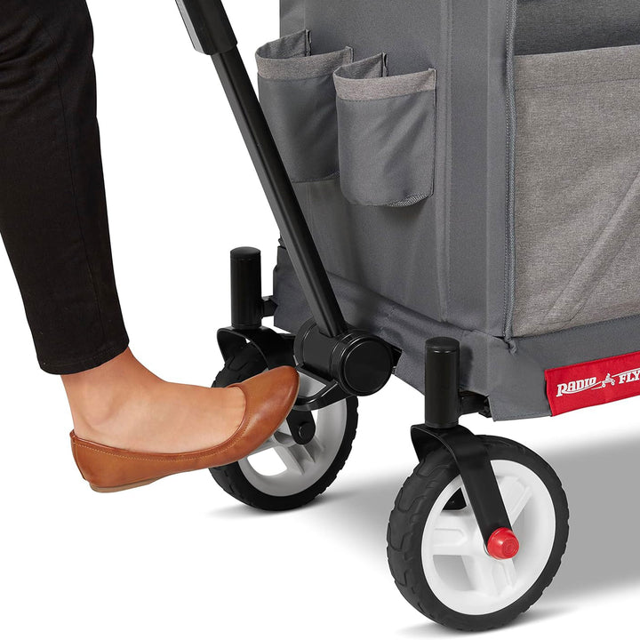 Radio Flyer Odyssey Collapsible Stroll N Wagon with Storage Bag, Light Gray