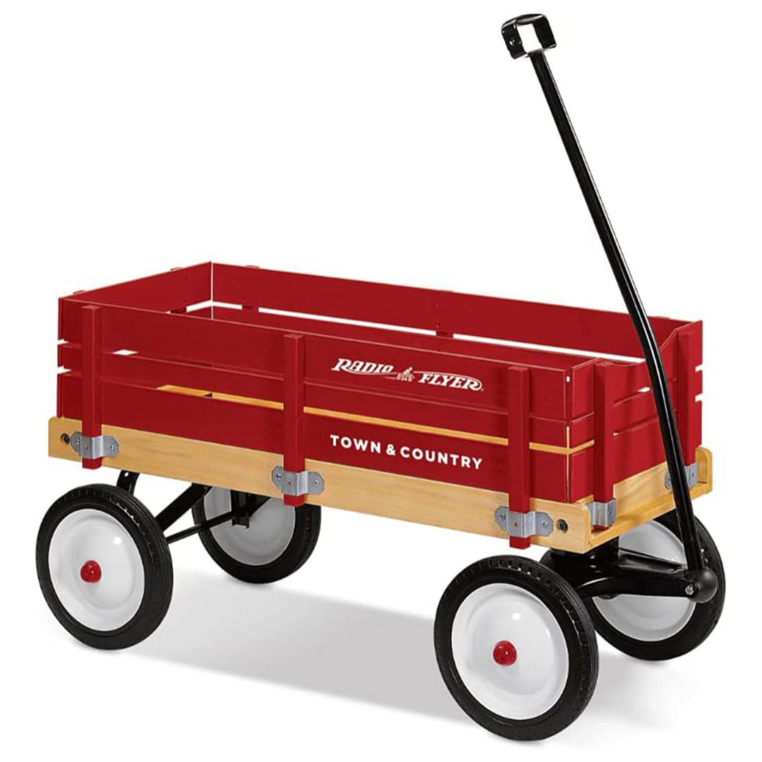 Radio Flyer Town and Country Wooden Kids Wagon with Removable Side Panels, Red