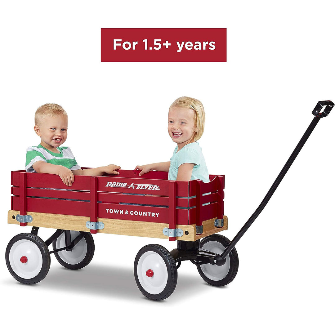 Radio Flyer Town and Country Wooden Wagon w/Removable Side Panels, Red(Open Box) - VMInnovations
