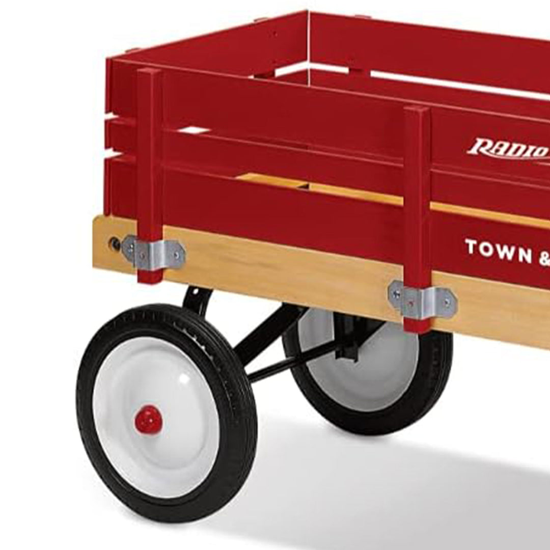 Radio Flyer Town and Country Wooden Kids Wagon with Removable Side Panels, Red