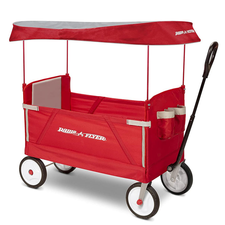 Radio Flyer 3 in 1 EZ Fold Wagon with Canopy, Red