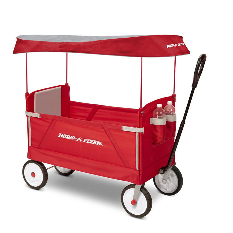 Radio Flyer 3 in 1 EZ Fold Wagon All Terrain Off Road Cart w/Canopy, Red (Used)