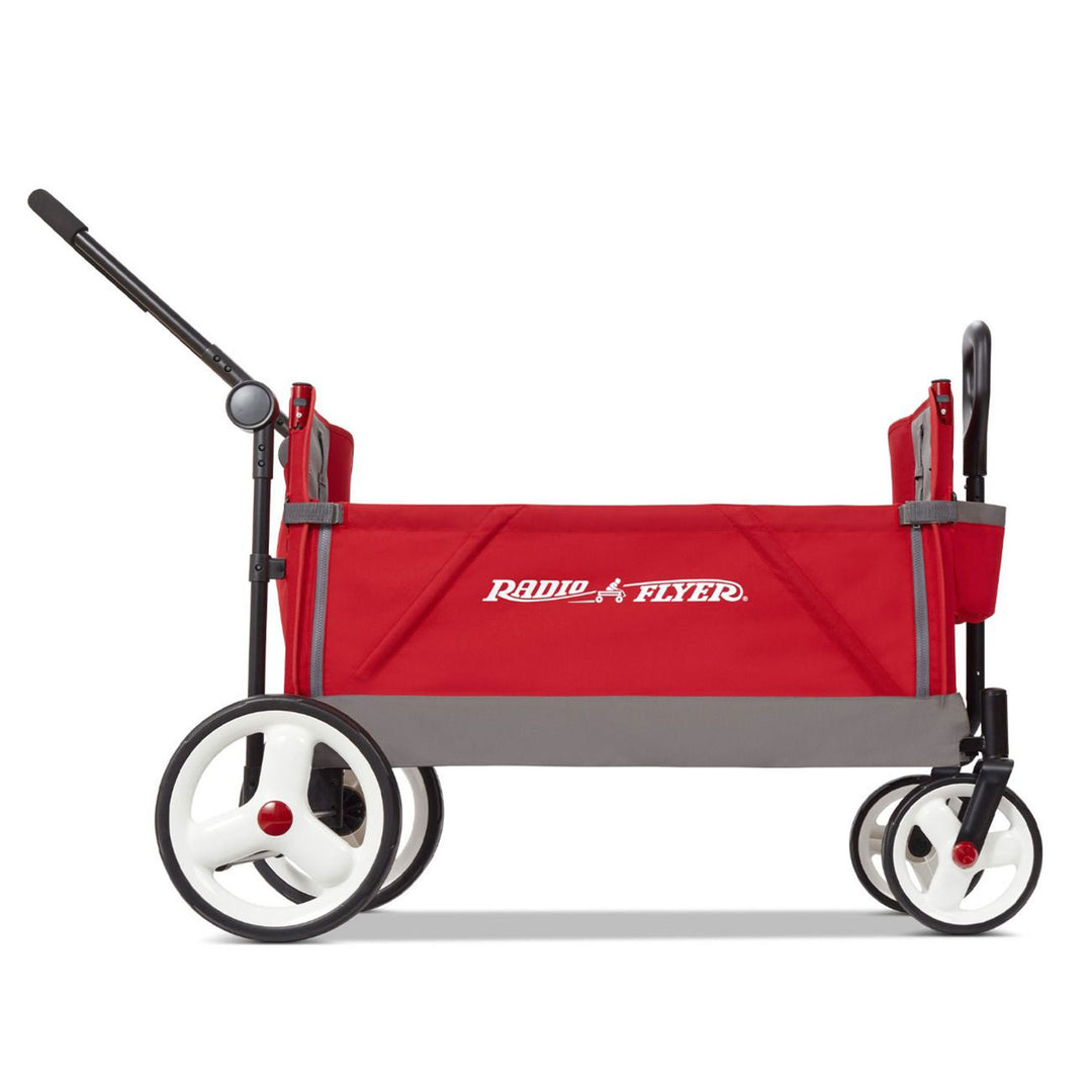 Radio Flyer Convertible Stroll N Wagon with Push and Pull Handle, Red/Black