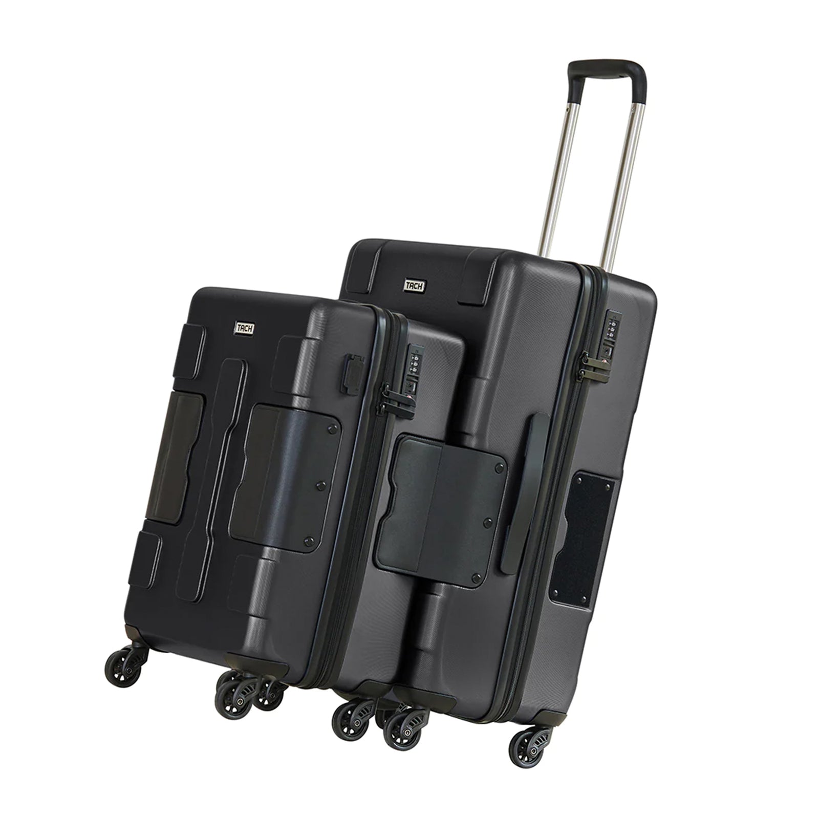 TACH V3 Connectable 2Pc Hard Shell Suitcase Luggage Set w/Spinners, Black (Used) - VMInnovations