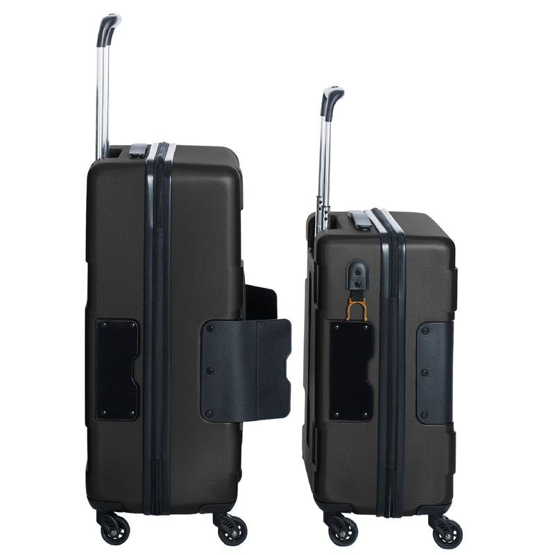 TACH V3 Connectable 2Pc Hard Shell Suitcase Luggage Set w/Spinners, Black (Used)