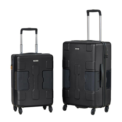 TACH V3 Connectable 2Pc Hard Shell Suitcase Luggage Set w/Spinners, Black (Used)