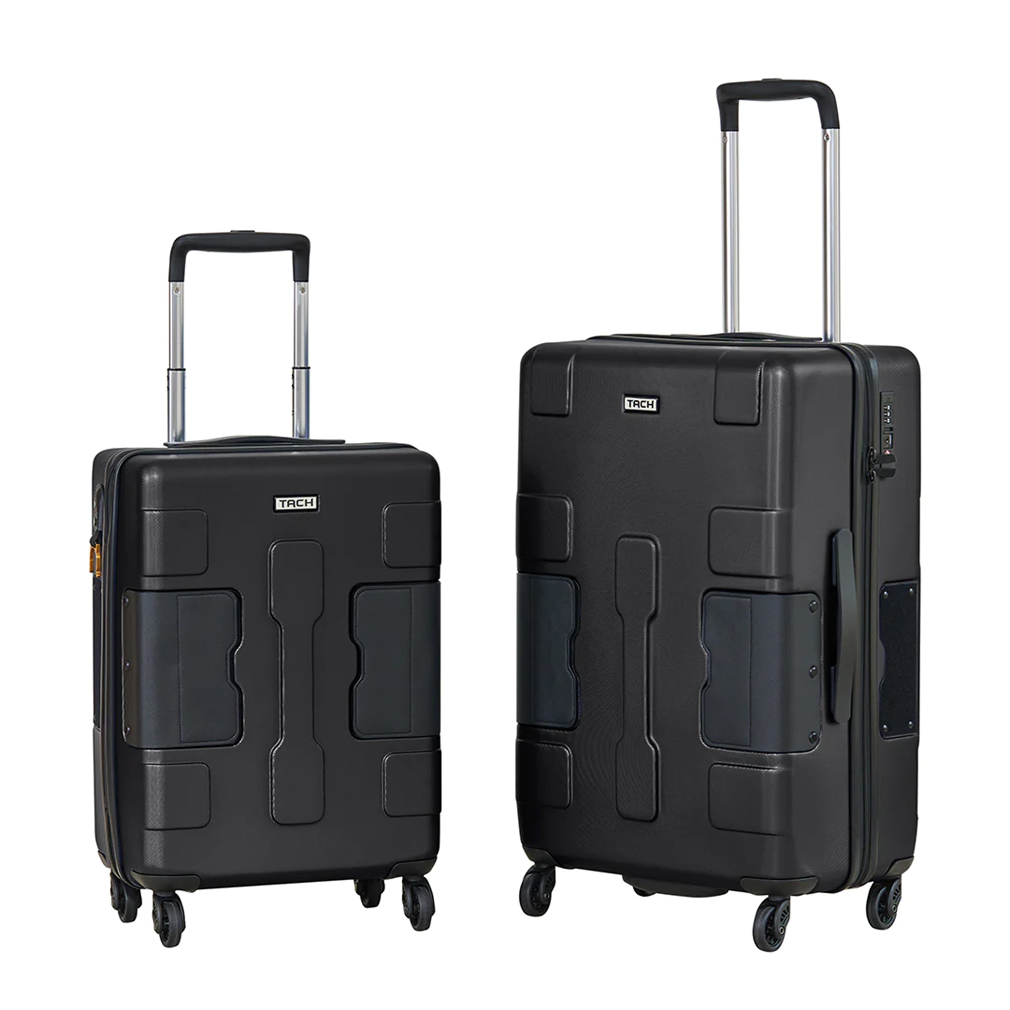 TACH V3 Connectable 2Pc Hard Shell Suitcase Luggage Set w/Spinners, Black (Used) - VMInnovations