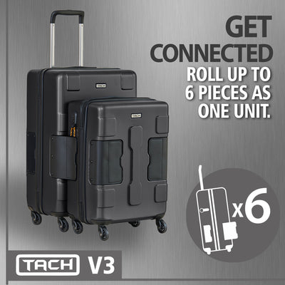 TACH V3 Connectable 2Pc Hard Shell Suitcase Luggage Set w/Spinners, Black (Used) - VMInnovations