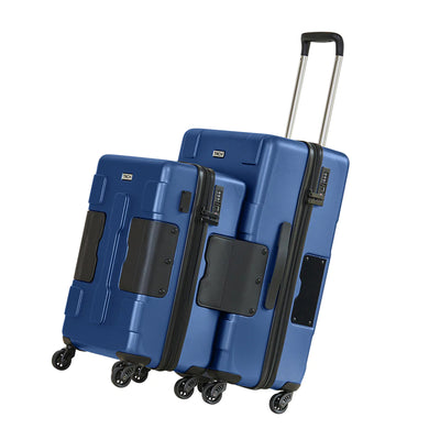 TACH V3 Connectable 2pc Hard Spinner Suitcase Luggage Set, Midnight Blue (Used) - VMInnovations