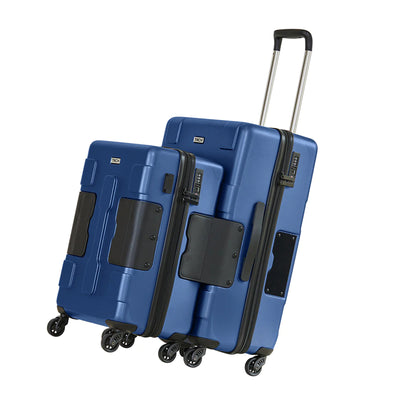 TACH Connectable 2Pc Hard Spinner Suitcase Luggage Set, Midnight Blue (Open Box)