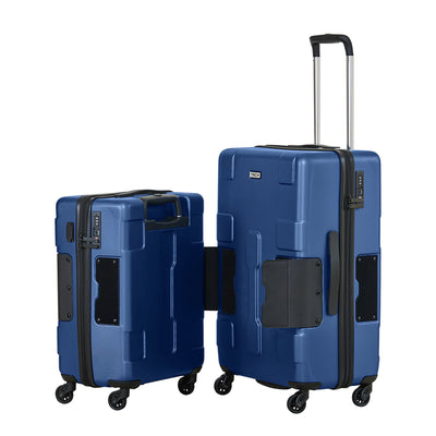 TACH V3 Connectable 2pc Hard Spinner Suitcase Luggage Set, Midnight Blue (Used) - VMInnovations