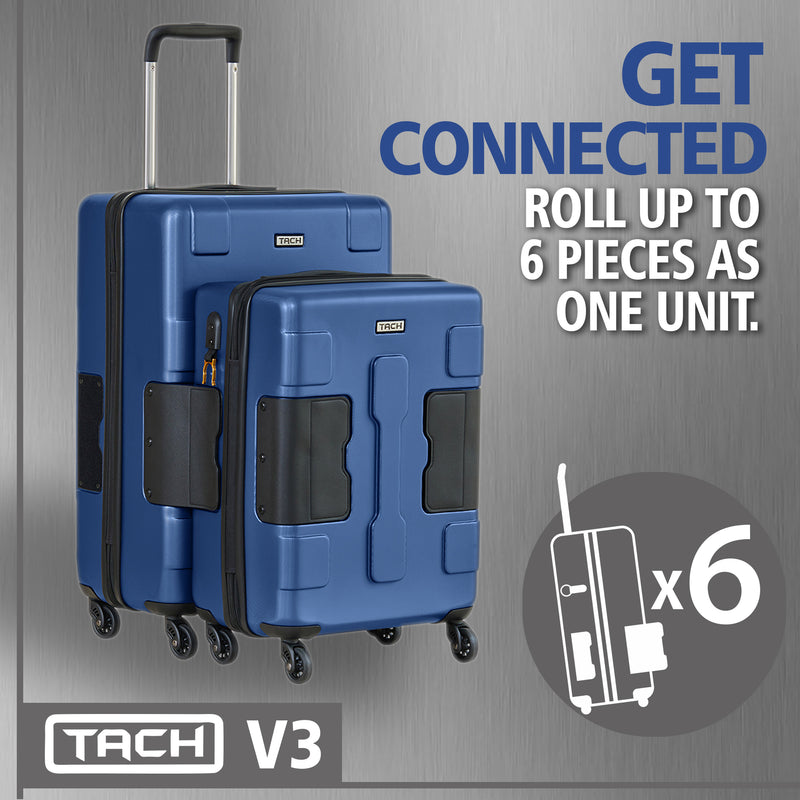 TACH V3 Connectable 2pc Hard Spinner Suitcase Luggage Set, Midnight Blue (Used)